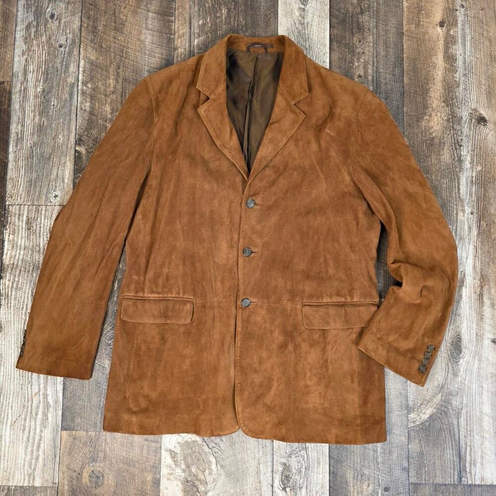Suede Vintage Leather Blazer Men’s 50 Old Money Dark Academia Western Tasso Elba